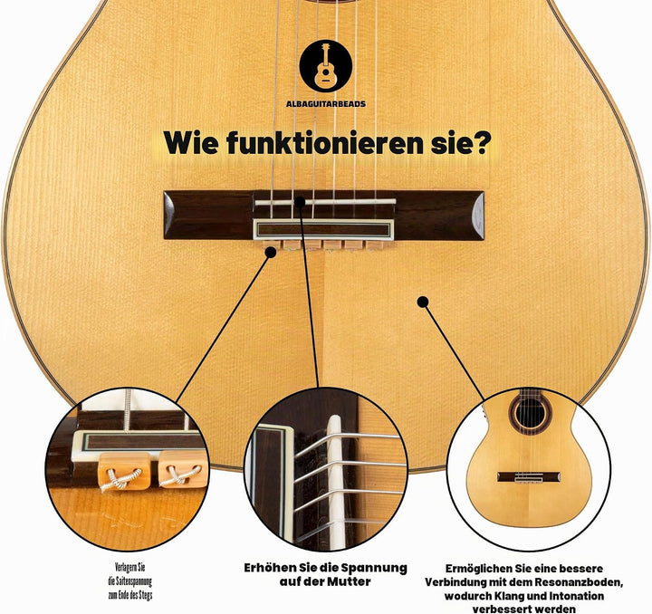 Klassische Gitarren Bridge Beads - Helles Holzmuster Tie Blocks für Nylon &amp; Carbon Saiten - Passend