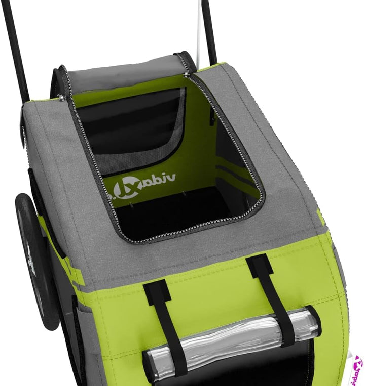 vidaXL Fahrradanhänger Hunde Hundeanhänger Hundetransporter Oxford-Gewebe Eisen Grün 122 x 52 x 53 c