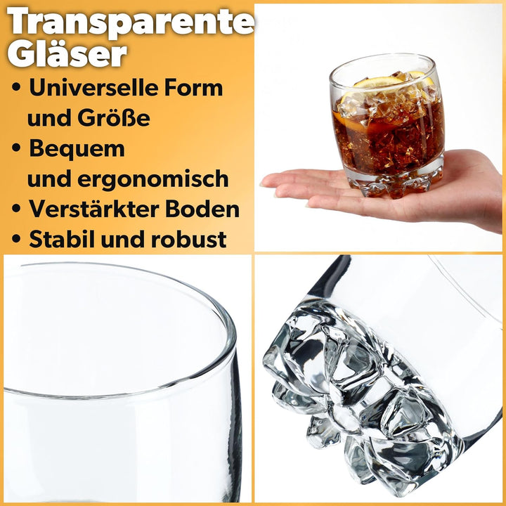KADAX Wassergläser, Set de 6, Trinkgläser, Saftgläser aus Glas, robuste Gläser für Wasser, Saft, Gar