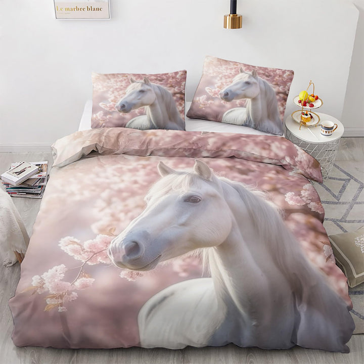 GEDAEUBA Bettwäsche 135x200 Pferde Mädchen - Pferdemotiv Bettbezug 135 x 200 2er Set, Wendebettwäsch
