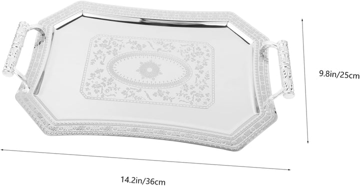 MAGICLULU Edelstahl Serviertablett Mit Zwei Henkeln Kratzfeste Servierplatte Für Vorspeisen Und Snac
