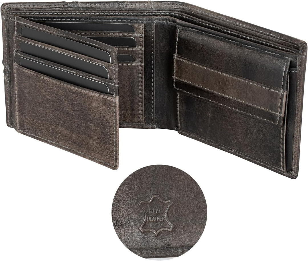 Fa.Volmer ® Leder Geldbörse Herren mit RFID-Schutz I 10 Fächer für Kreditkarten I Querformat I VO37