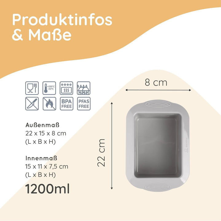 Backefix flexible Silikon Batzenform bis 500g, Kastenform klein 15cm, ideale grösse für Single-Haush