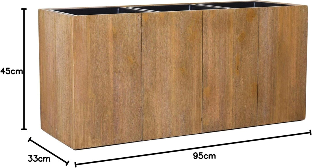 VIVANNO Pflanzkübel Pflanztrog Holz Maxi Braun (45x95x33)