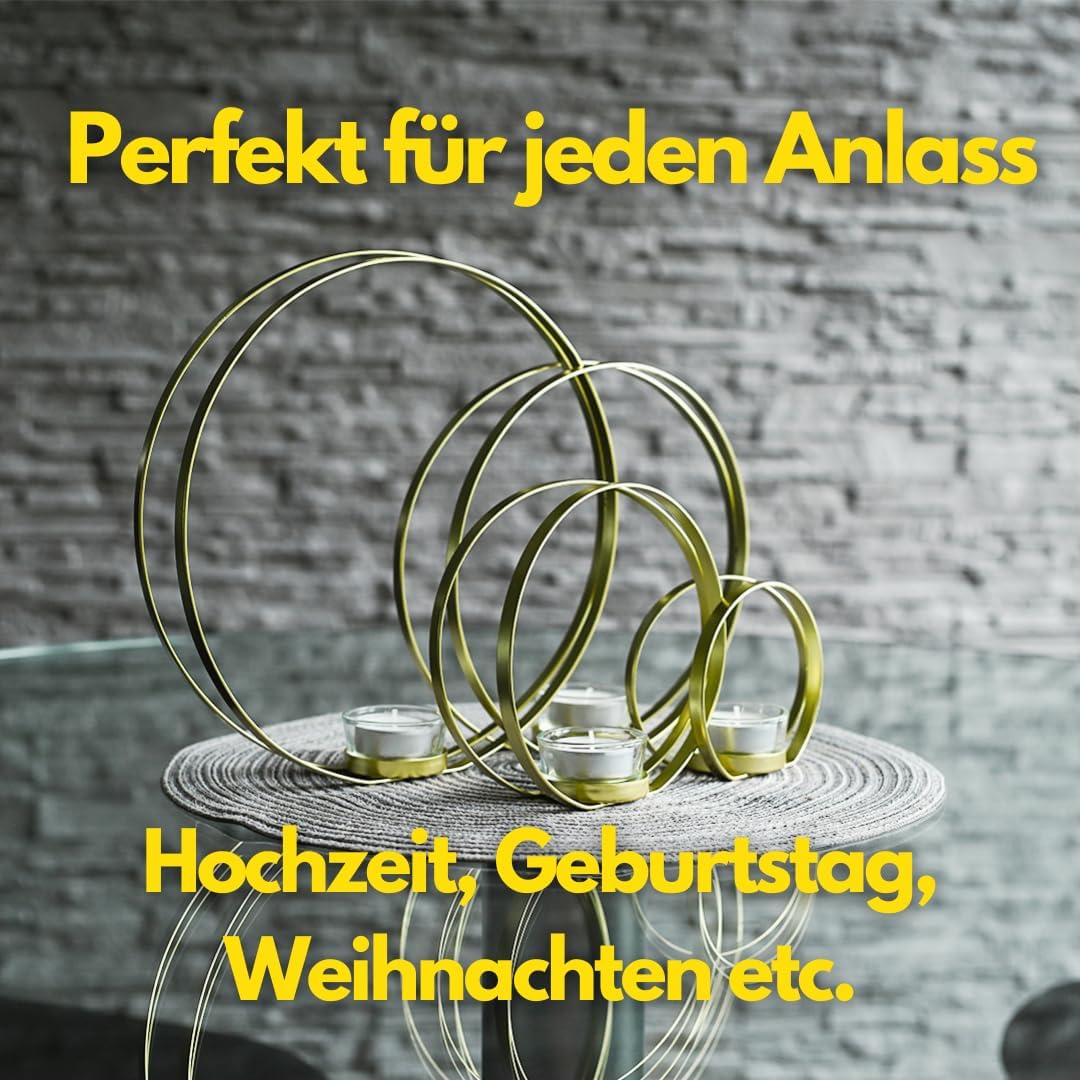 Kerzenständer 2er Set | Teelichthalter Gold | Kerzenständer Gold | Kerzenhalter mit Windlicht | Kerz