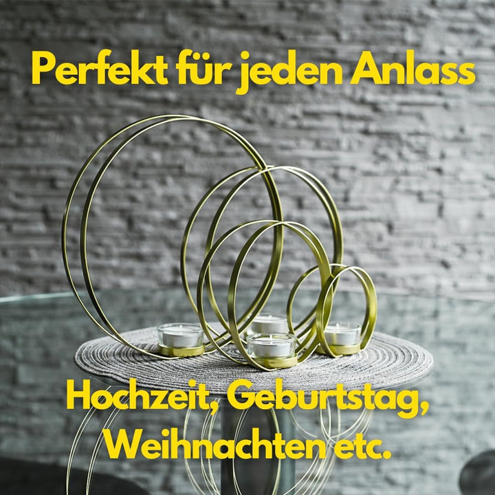 Kerzenständer 2er Set | Teelichthalter Gold | Kerzenständer Gold | Kerzenhalter mit Windlicht | Kerz