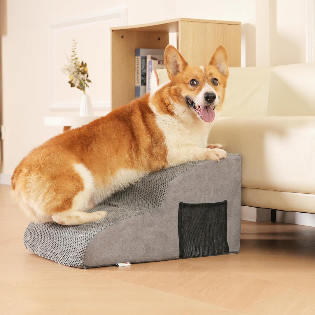 Hundetreppe für Kleine Hunde, 2-Stufen, Haustiertreppe mit Abnehmbarem, Hunderampe für Sofa Bett, Wa
