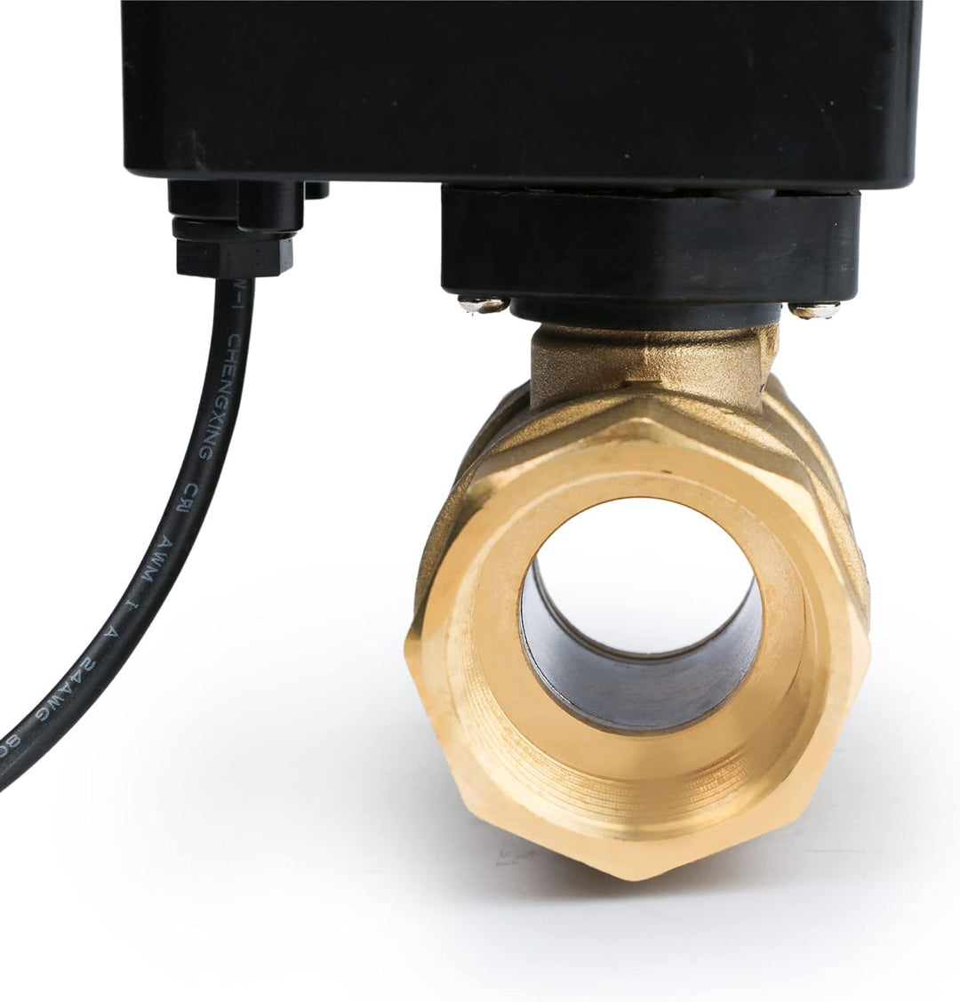 Motorisierter Kugelhahn – 1” Messing-Kugelhahn mit Standardanschluss, 9–36 V AC/DC, 2-Draht-Auto-Ret