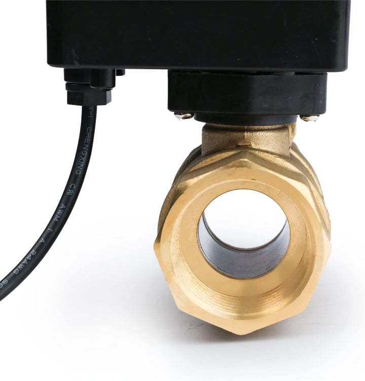Motorisierter Kugelhahn – 1” Messing-Kugelhahn mit Standardanschluss, 9–36 V AC/DC, 2-Draht-Auto-Ret