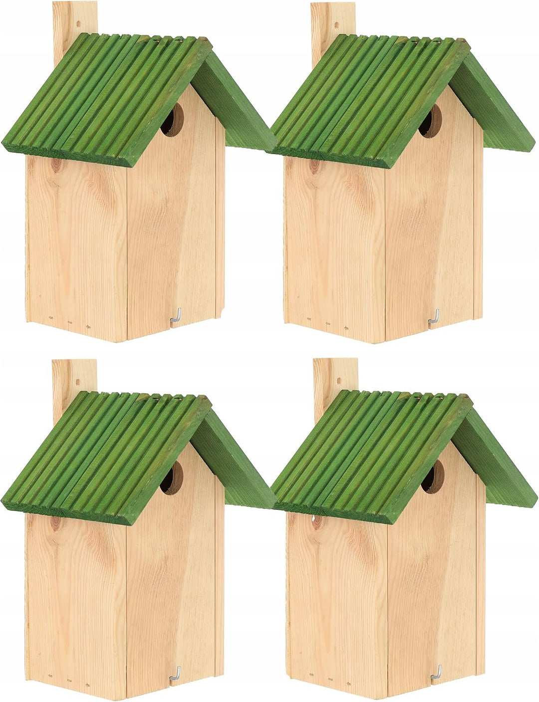 MAZUR 4X Nistkasten zum Aufhängen | Vogelhaus | grün | Nistkästen | handgemacht in Europa | für Meis