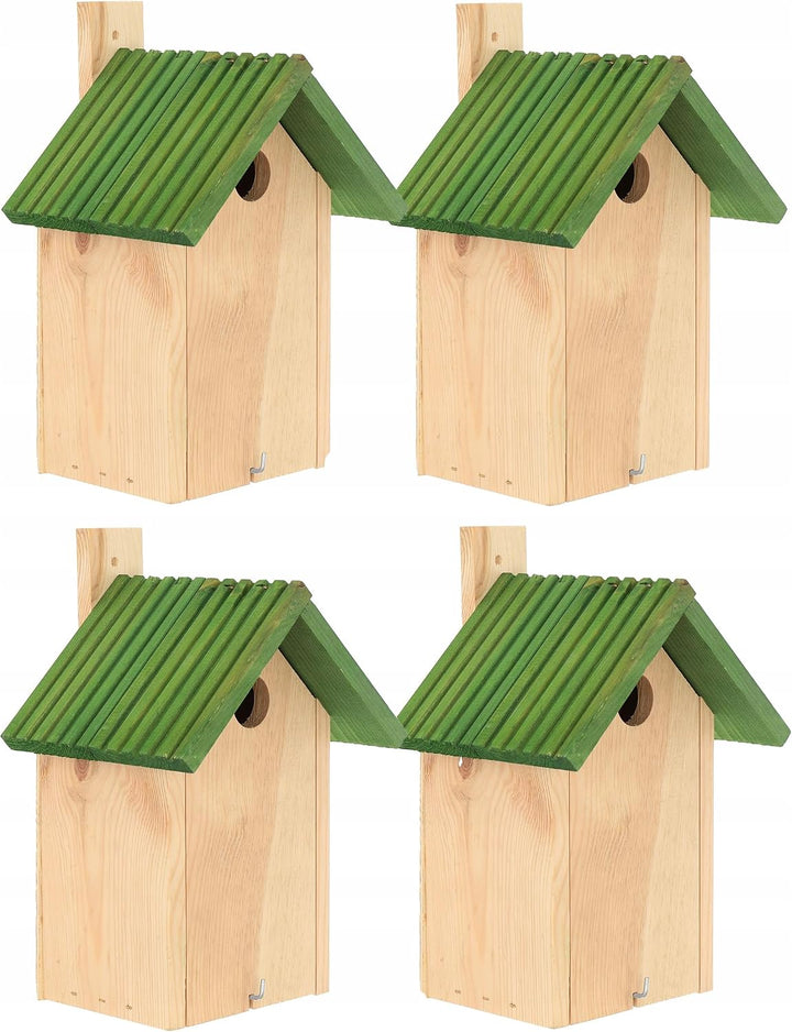 MAZUR 4X Nistkasten zum Aufhängen | Vogelhaus | grün | Nistkästen | handgemacht in Europa | für Meis