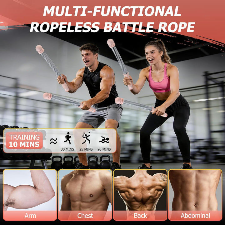Verstellbare Battle Rope Ohne Seil ，Leise Gewichtete Seillose Kampfseile für Zuhause Gym,Mit Silikon
