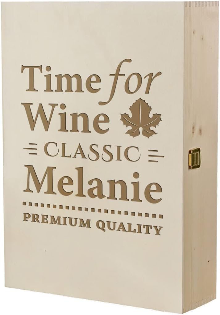 4-TLG Wein Geschenkset mit Wunschgravur - Motiv time for Wine - personalisiert - 2X Weingläser 560 m