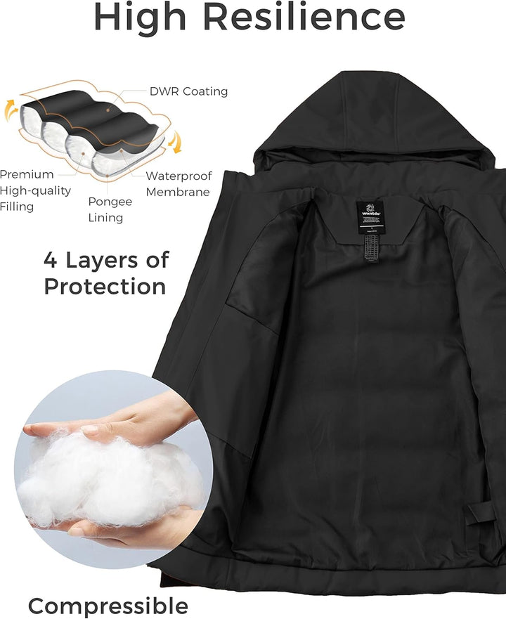 Wantdo Herren Winter Warme Jacke Wasserabweisend Outdoor Jacke Gesteppte Parka Baumwolle Polsterung