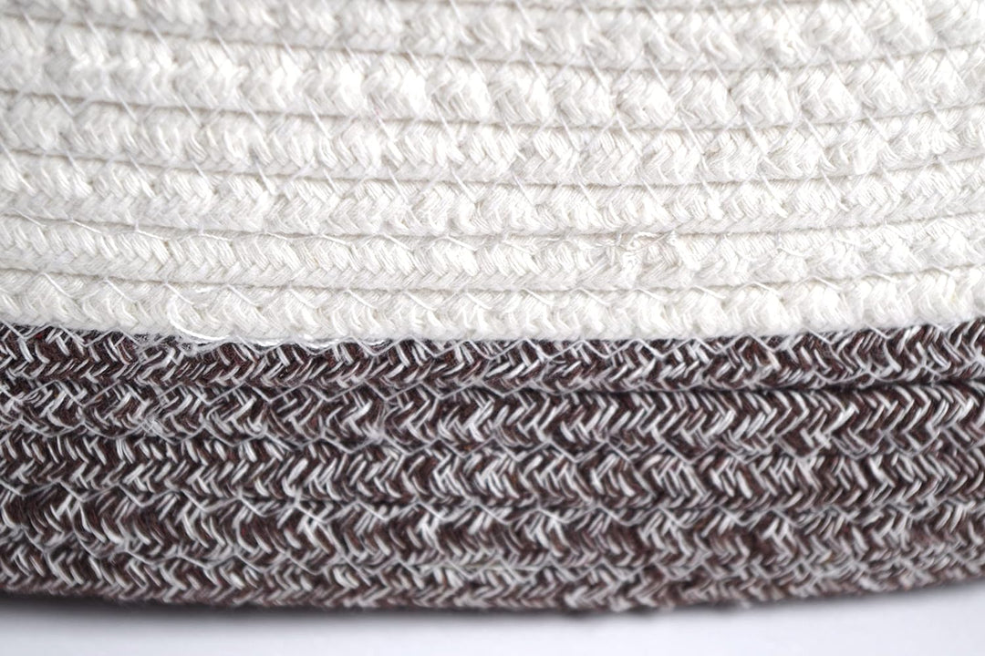 Kobolo Baumwollkorb Aufbewahrungskorb Baumwolle oval weiss beige mit Griffen 3 Grössen