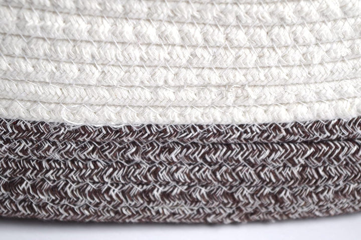 Kobolo Baumwollkorb Aufbewahrungskorb Baumwolle oval weiss beige mit Griffen 3 Grössen