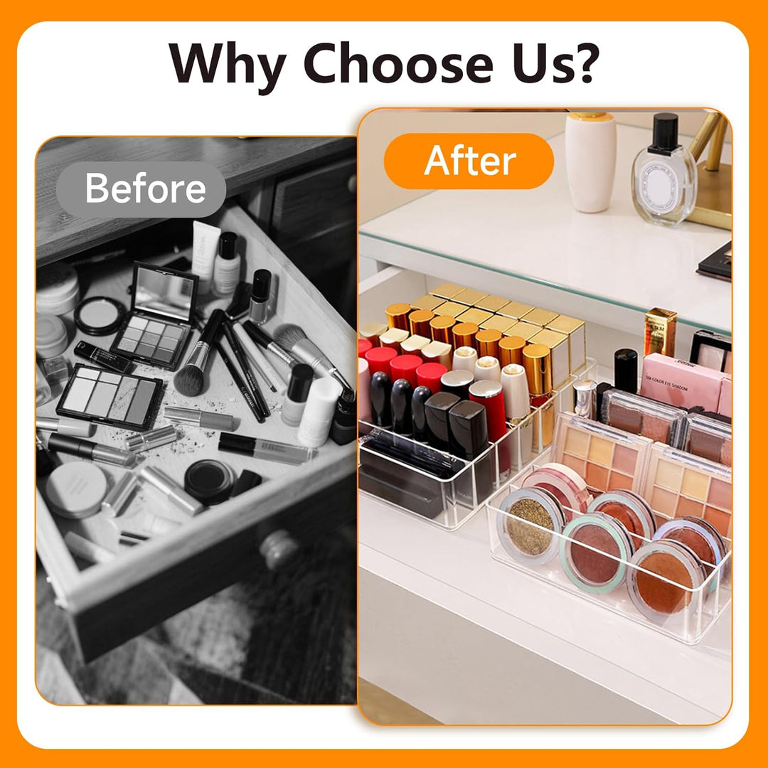 2 Stück Makeup Organizers für Schminktisch mit 7 Fächer, Acryl Lidschatten Palettenhalter Organizer,