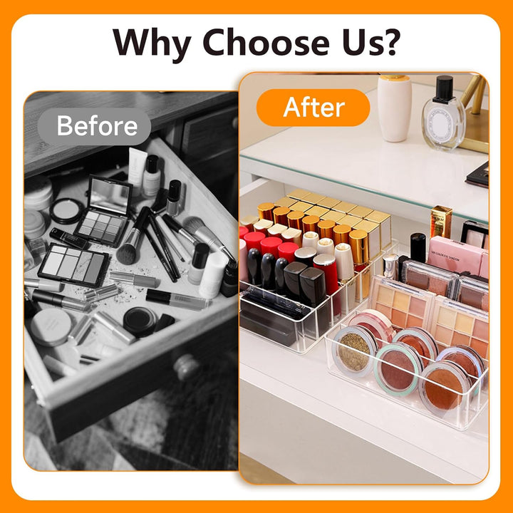 2 Stück Makeup Organizers für Schminktisch mit 7 Fächer, Acryl Lidschatten Palettenhalter Organizer,