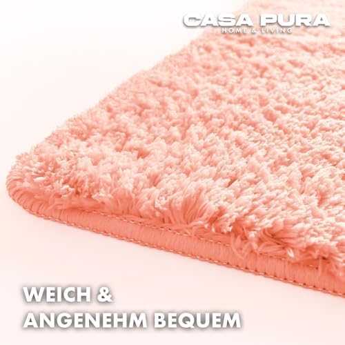 casa pura Badematte Rosa weicher, Flauschiger Badezimmerteppich in Shaggy Optik, Badvorleger rutschf