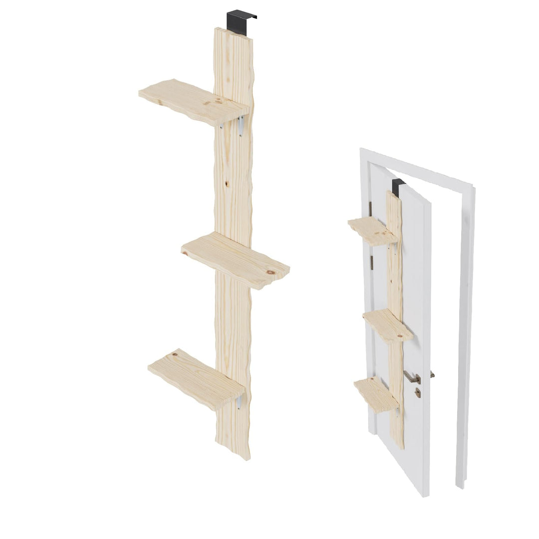 QLS Katzenleiter aus Kiefernholz Katzentreppe Türmontage 3 Stufen 180 cm DEKO