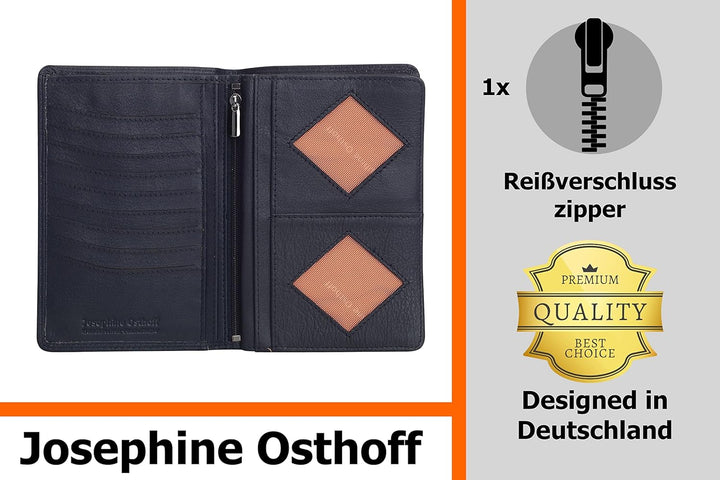 Josephine Osthoff Brieftasche Herren Leder Ausweisetui Reisepasshülle Hochformat Ausweishülle Damen