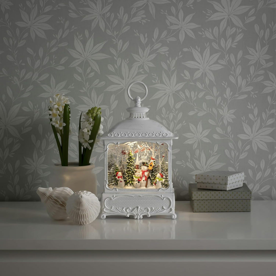 Konstsmide 4396-200 LED-Laterne Weihnachtsmänner mit Vögeln Warmweiss LED Weiss mit Wasser gefüll Mu