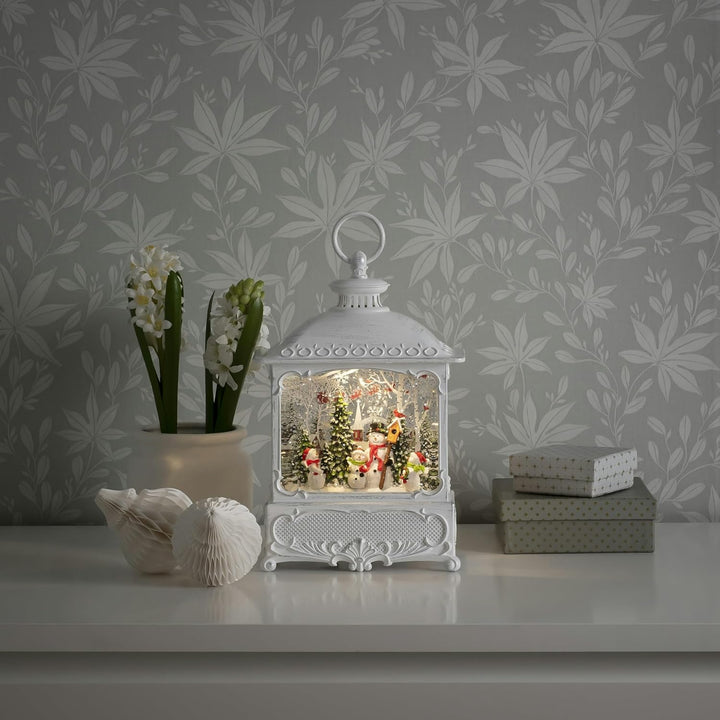 Konstsmide 4396-200 LED-Laterne Weihnachtsmänner mit Vögeln Warmweiss LED Weiss mit Wasser gefüll Mu