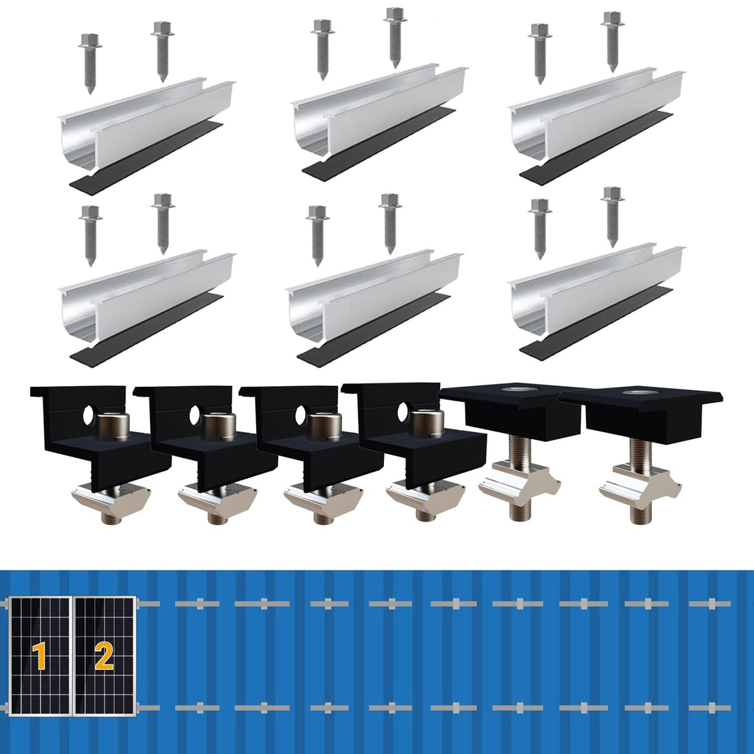 Solarmodul Halterung Kit 12cm und Zubehör Schwarz Eloxiert 30-35mm Verstellbar,Halterung für Solarmo