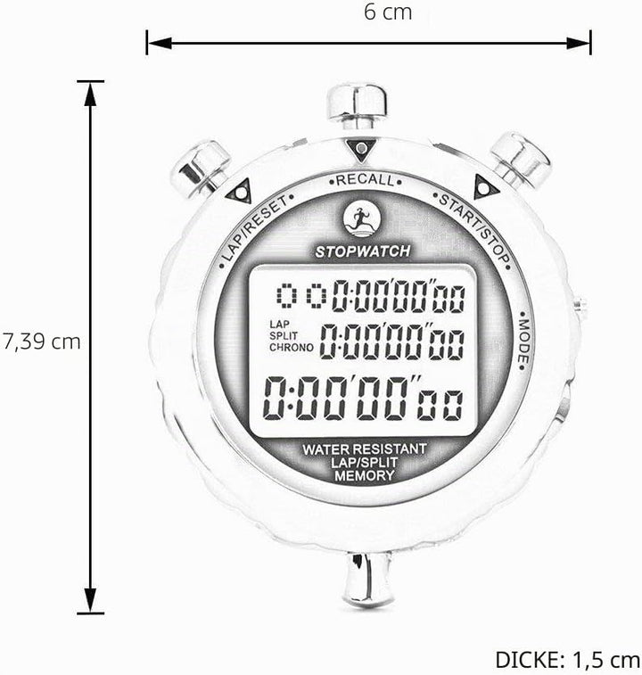 Rolilink Stoppuhr, Metall-Stoppuhr für Sport, Metall-Stoppuhren, Timer für Sport und Wettbewerbe (10