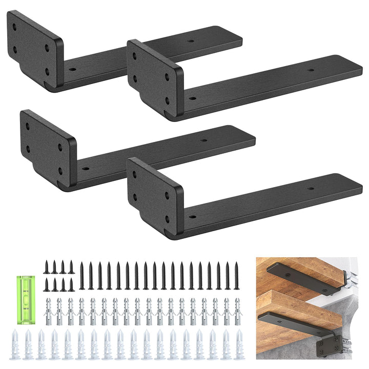 WELDUN 4 Stücke Regalhalterung Regalträger 6 Inch, Schwerlast L Regalwinkel für die Wandmontage, Tra
