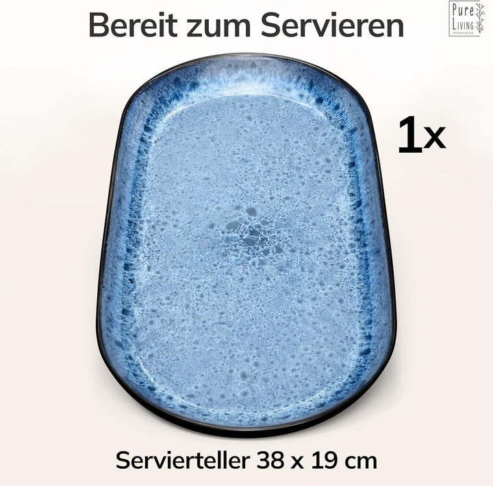 Steingut Servier Teller Gross Ibiza TESTSIEGER, Traumhafte Mediterrane Steingut Servierplatte, Servi