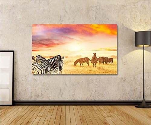 islandburner Bild Bilder auf Leinwand Zebras V3 Zebra Steppe Afrika 1p XXL Poster Leinwandbild Wandb