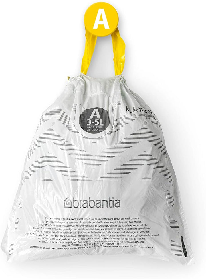 Brabantia Müllbeutel PerfectFit Multipack (Code A - 3L) Extra Starke Müllsäcke mit Zugband, 10 rolle
