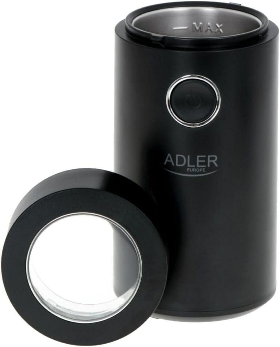 Adler AD 4446bs Elektrische Kaffeemühle aus Edelstahl, 150 W, Füllmenge bis zu 75g, Mühle für Kaffee