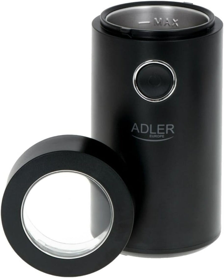 Adler AD 4446bs Elektrische Kaffeemühle aus Edelstahl, 150 W, Füllmenge bis zu 75g, Mühle für Kaffee