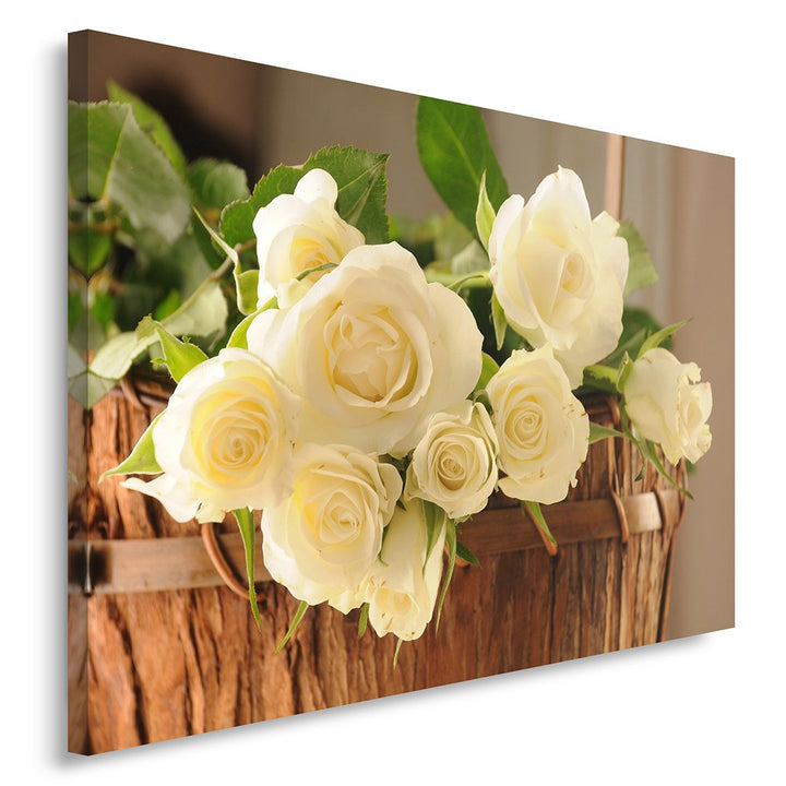 Feeby Frames, Leinwandbild, Bilder, Wand Bild, Wandbilder, Kunstdruck 60x80cm, STRAUss, ROSEN, KORB,