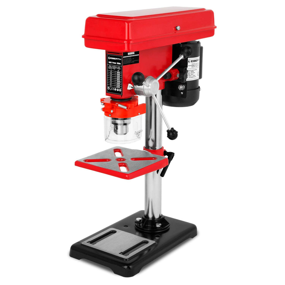 EBERTH Tischbohrmaschine 550 Watt, 50mm Spindelhub, 9 Geschwindigkeiten max. 2350U/Min, Standbohrmas
