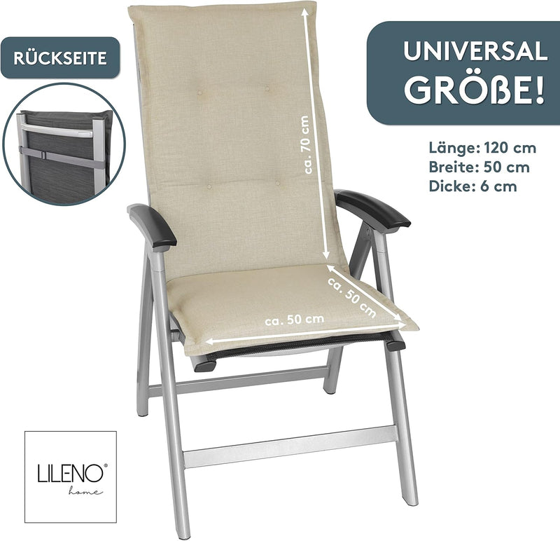 LILENO HOME Gartenstuhl Auflagen als [1er Set - Hochlehner] in Beige - bequeme Liegen als Sitzauflag