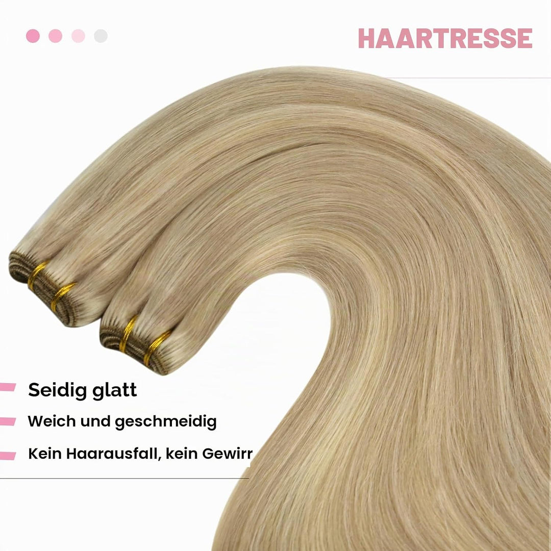YoungSee Tressen Extensions Echthaar Blond Tressen Echthaar 50 cm Haartressen Blond Doppelt Tressen