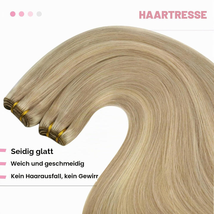 YoungSee Tressen Extensions Echthaar Blond Tressen Echthaar 50 cm Haartressen Blond Doppelt Tressen