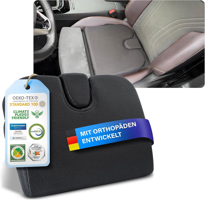 Healthfix® Auto Keilkissen zur Verbesserung der Sitzhaltung - Bequemes ergonomisches Sitzkeil Auto &