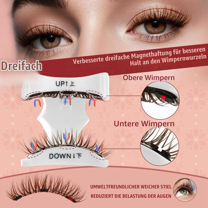 Higu clace Magnetische Wimpern,Magnet Wimpern Ohne Eyeliner,Magnetische Wimpern mit Applikator,Wimpe