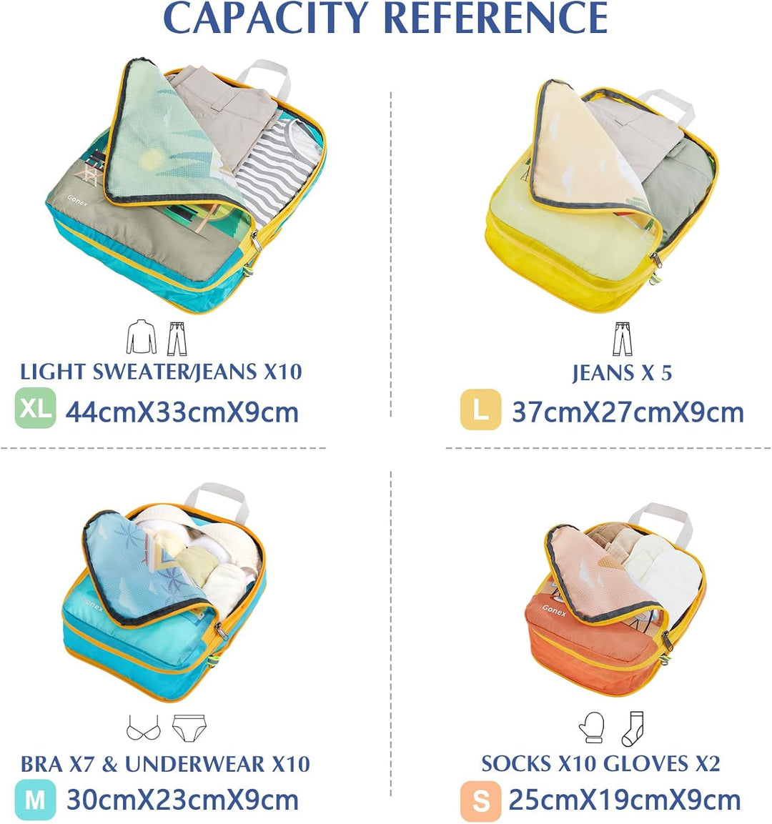 Gonex Compression Packing Cubes 4er Set, Gonex Kleidertaschen 4-teilig Verpackungswürfel, Kleidertas