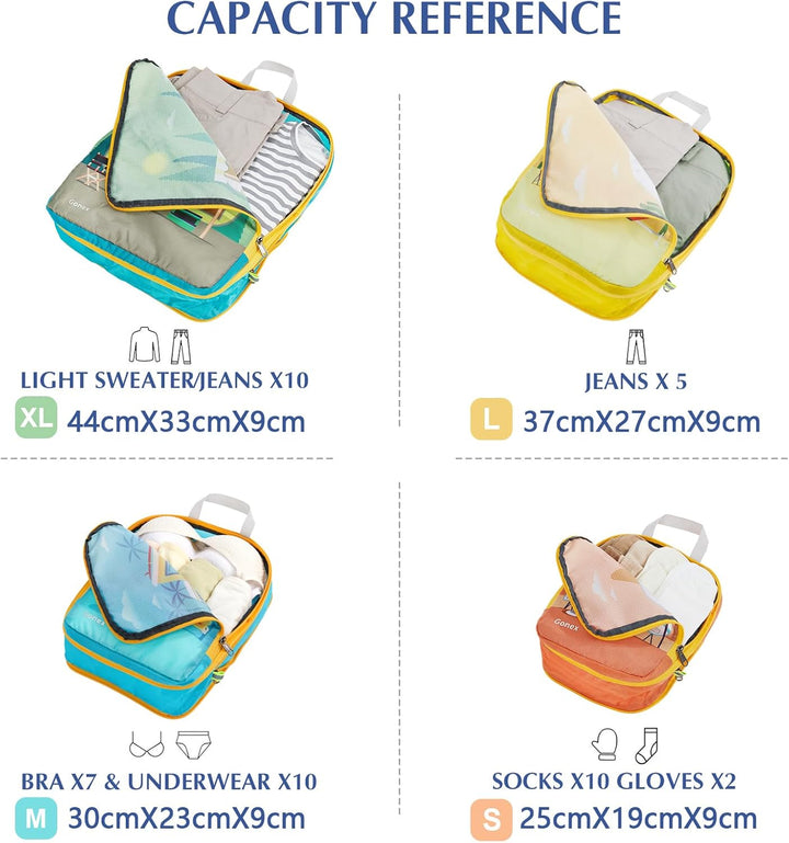 Gonex Compression Packing Cubes 4er Set, Gonex Kleidertaschen 4-teilig Verpackungswürfel, Kleidertas