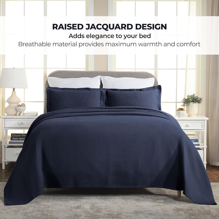 Superior Cotton Bedspread, Navy Blue, Twin Twin Marineblau, Twin Marineblau