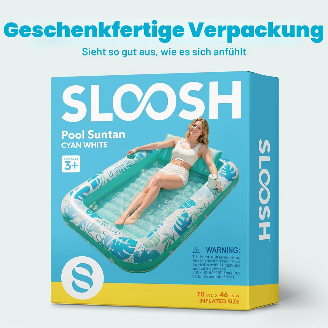 SLOOSH Aufblasbare Tanning Pool, 70" x 46"/ 85" x 57" Grosse aufblasbarer Luftmatratze für Erwachsen