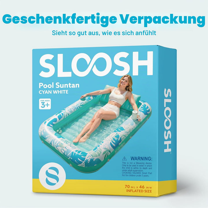 SLOOSH Aufblasbare Tanning Pool, 70" x 46"/ 85" x 57" Grosse aufblasbarer Luftmatratze für Erwachsen