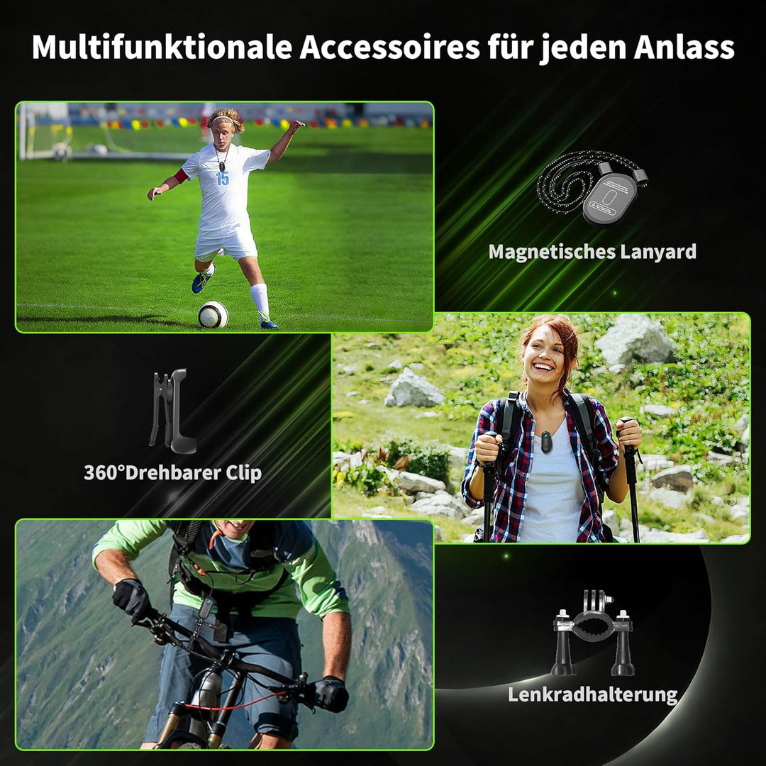 Action Cam 4K WiFi, Actionkamera mit App, Motorrad Helmkamera für Extremsport, Bodycam Körperkamera,
