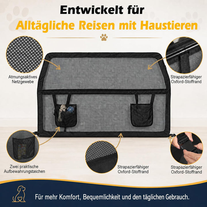 Hundegitter Auto Rücksitz &amp; Kofferraum, 142x81cm Universal Trenngitter Kofferraum Hund mit Kausicher