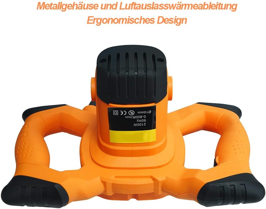 Betonmischer/MöRtelrüHrer, 1600W Elektrischer Tragbarer RüHrwerk MöRtelrüHrer, 6-Gang-Einstellung, R